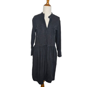 Standard James Perse Shirt Dress Gray Long Sleeve Cotton Casual Women Large